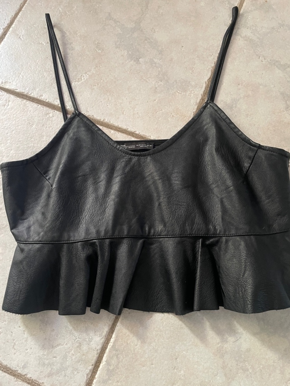 ZARA LEATHER PEPLUM CAMI SIZE M (PIT to PIT see picture)